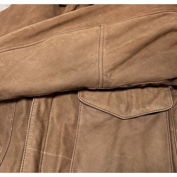 G-III Dark Brown Leather Bomber Jacket Suede-like SZ Medium Aviator - Picture 5 of 10